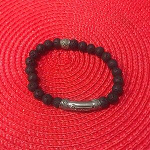 Mens Black Stone Bead Bracelet